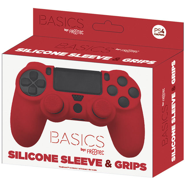 Funda Silicona + Grips Rojo PS4